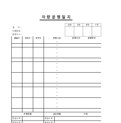 차량운행일지 (2) 차량운행일지 (2)